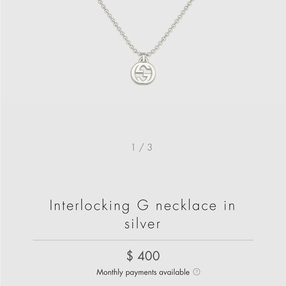 Gucci: Beaded Sterling Silver Interlocking GG Necklace - Picture 6 of 16